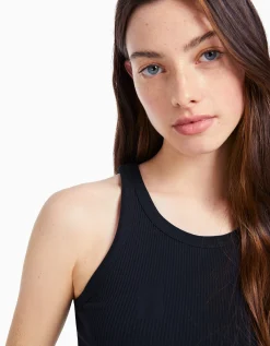 BERSHKA Pack 2 T-shirts sans manches bord-côte Multicouleur Best