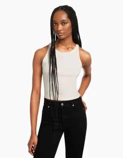 BERSHKA Pack 2 T-shirts sans manches bord-côte Multicouleur Online