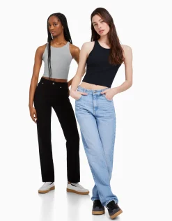 BERSHKA Pack 2 T-shirts sans manches bord-côte Multicouleur Flash Sale