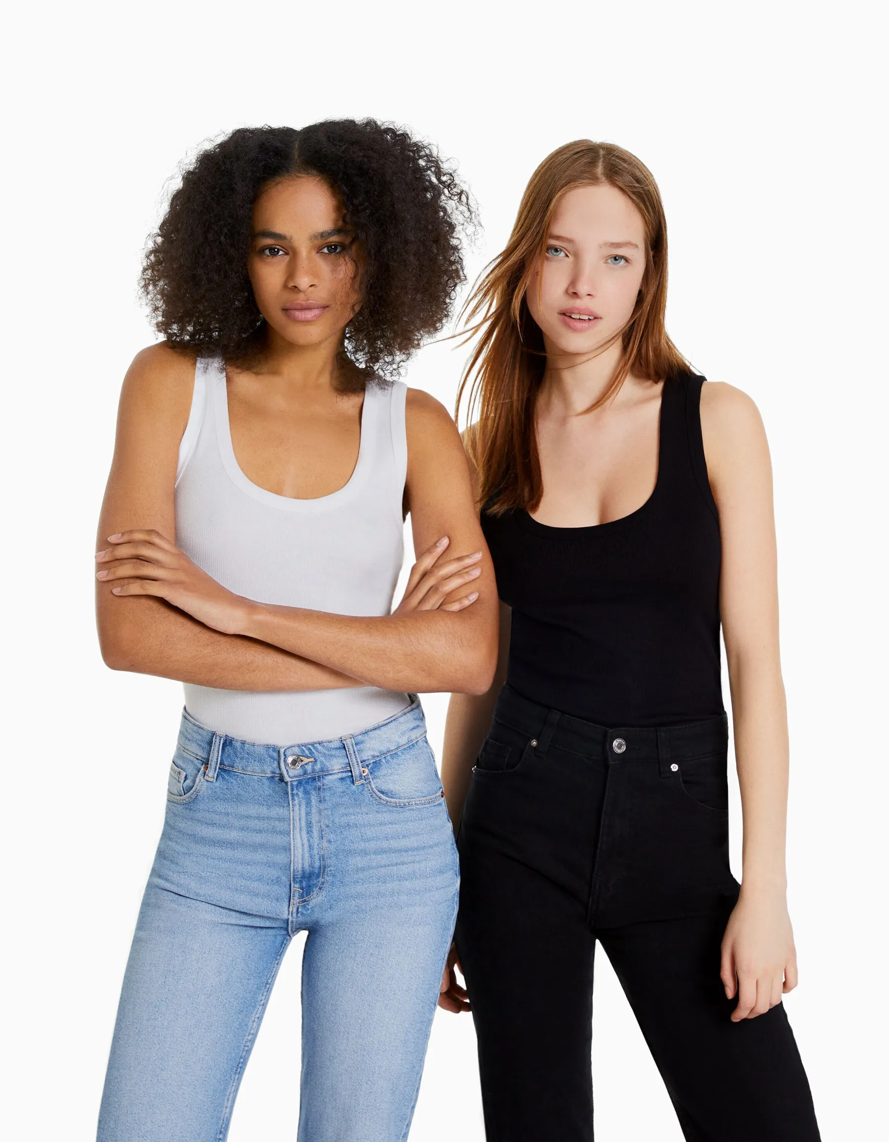 BERSHKA Pack 2 T-shirts sans manches bord-côte Multicouleur Best
