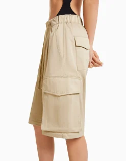 BERSHKA Pantalon cargo effet nylon Camel Fashion