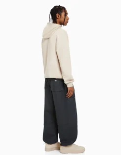 BERSHKA Pantalon cargo parachute coton Kaki Discount