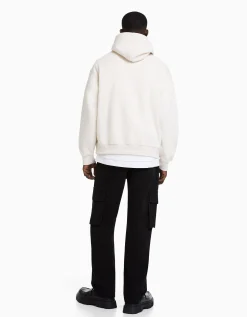 BERSHKA Pantalon cargo wide leg coton Noir Sale