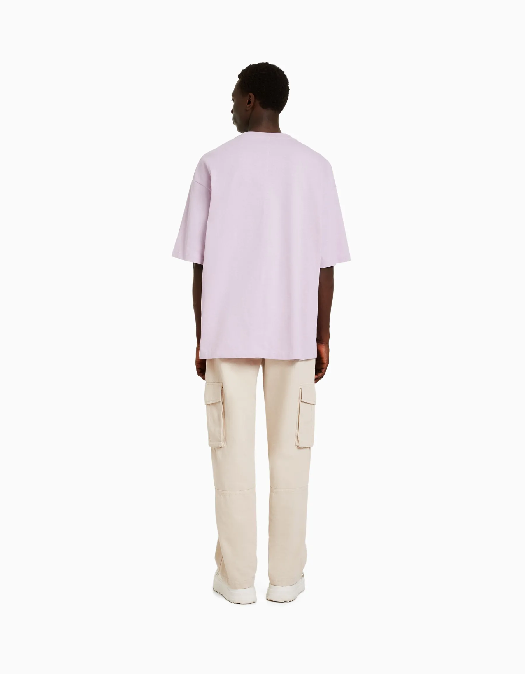 BERSHKA Pantalon cargo wide leg coton Noir Flash Sale