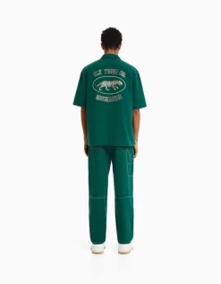 BERSHKA Pantalon carpenter coton Vert Flash Sale