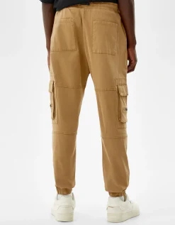 BERSHKA Pantalon jogger cargo Kaki Fashion