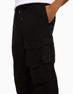 BERSHKA Pantalon jogger cargo coton Noir Hot