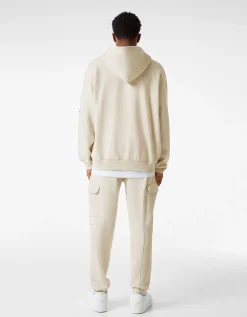 BERSHKA Pantalon jogger cargo molleton Noir Clearance