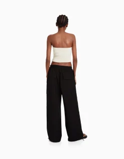 BERSHKA Pantalon jogger cargo parachute Bleu lavé Flash Sale