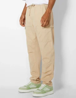 BERSHKA Pantalon jogger cargo regular fit Sable Online