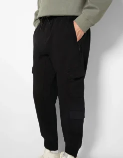 BERSHKA Pantalon jogger cargo slim Blanc cassé Hot