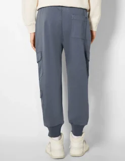 BERSHKA Pantalon jogger cargo slim Blanc cassé Discount