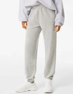 BERSHKA Pantalon jogger molleton Noir Cheap