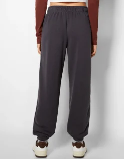BERSHKA Pantalon jogger molleton Noir Outlet