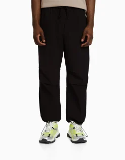 BERSHKA Pantalon jogger parachute technique Noir Shop