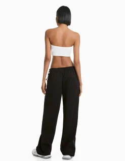 BERSHKA Pantalon jogger parachute loose fit Kaki Outlet