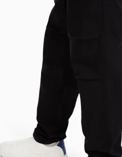 BERSHKA Pantalon loose coton Noir Discount