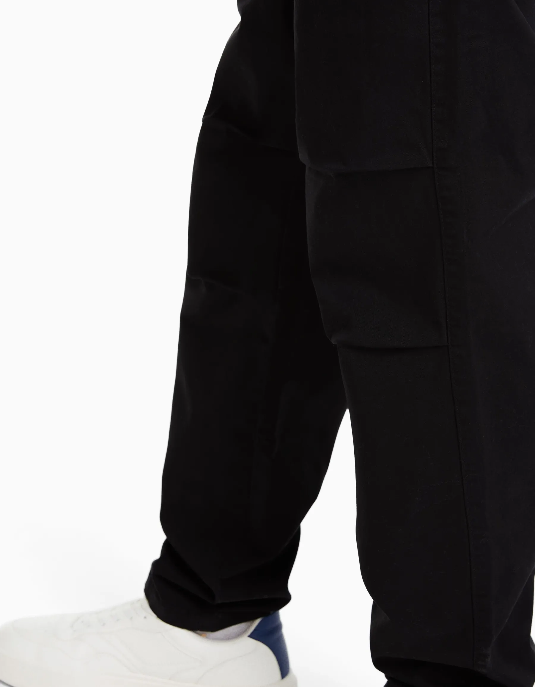 BERSHKA Pantalon loose coton Noir Discount