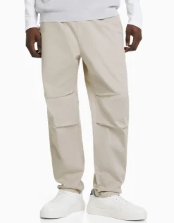 BERSHKA Pantalon loose coton Noir Cheap