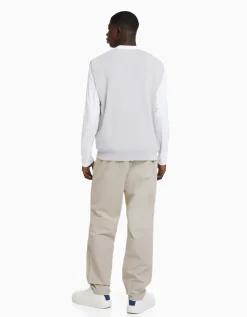 BERSHKA Pantalon loose coton Noir Cheap
