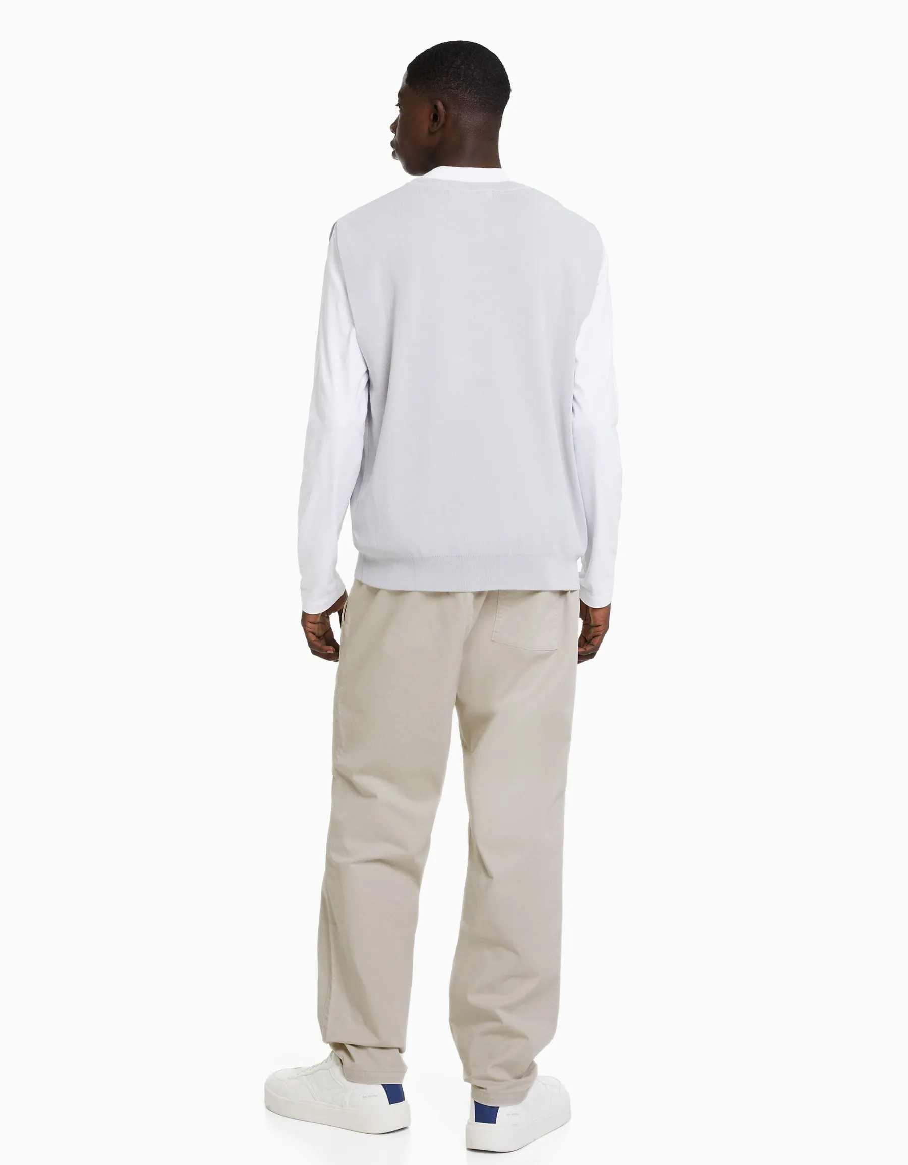 BERSHKA Pantalon loose coton Noir Cheap