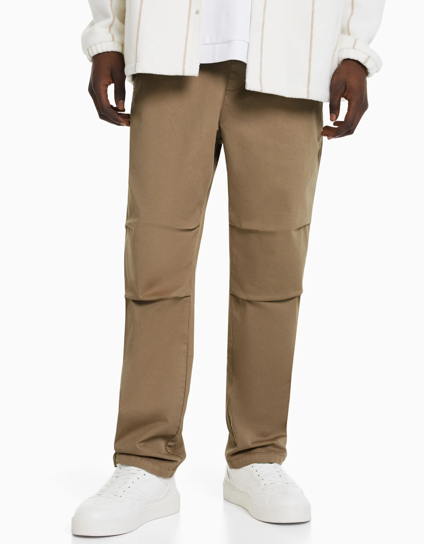 BERSHKA Pantalon loose coton Noir Clearance
