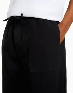 BERSHKA Pantalon loose rustique Noir New