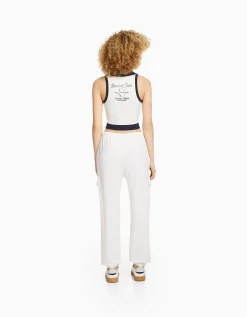 BERSHKA Pantalon molleton poches Gris Discount