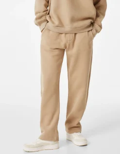 BERSHKA Pantalon molleton wide leg Blanc cassé New
