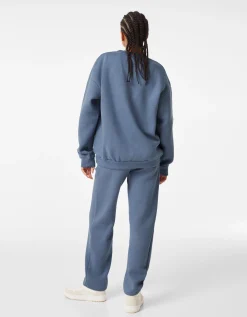 BERSHKA Pantalon molleton wide leg Blanc cassé Shop
