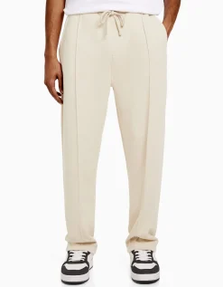 BERSHKA Pantalon palazzo Beige Discount