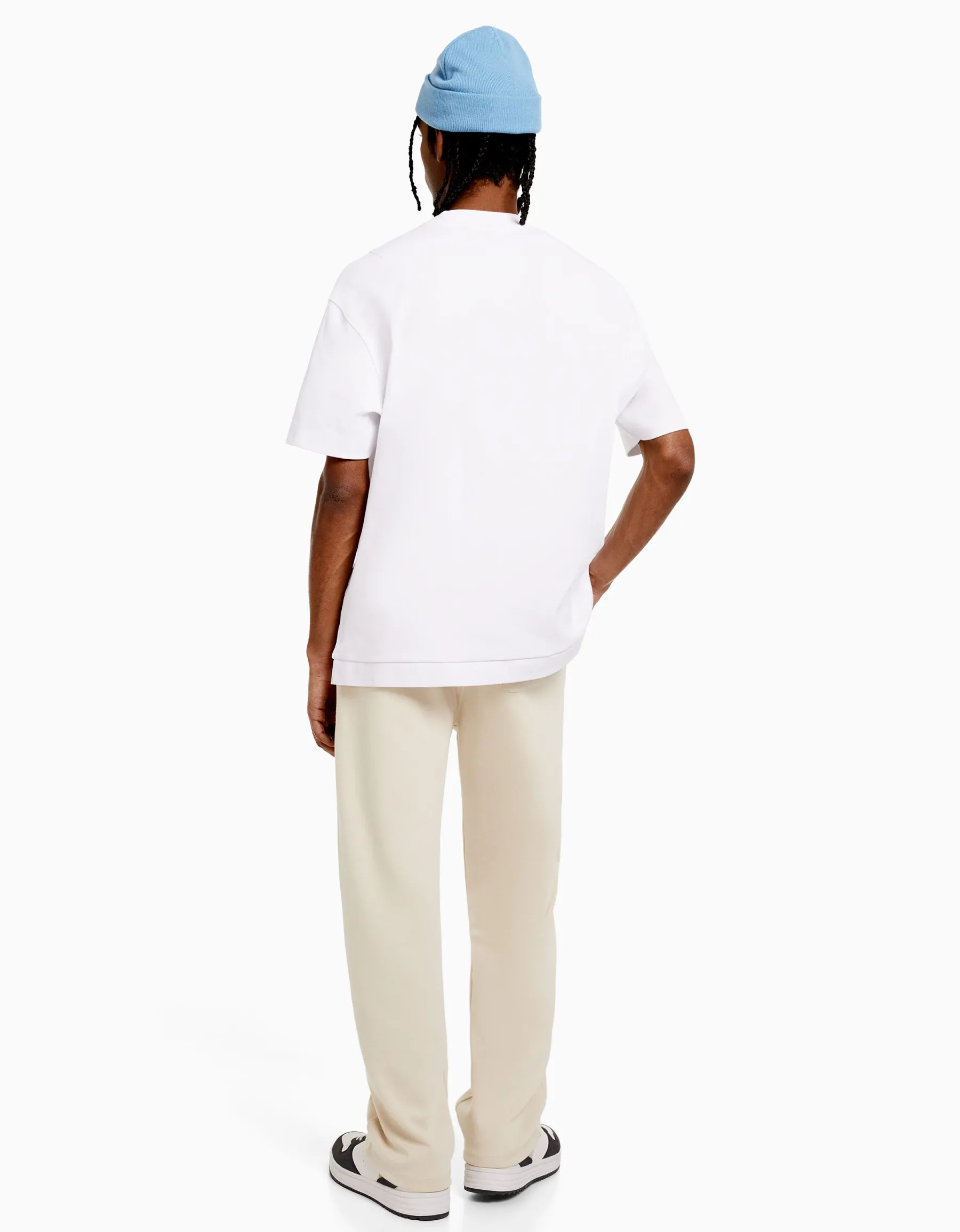 BERSHKA Pantalon palazzo Beige Discount
