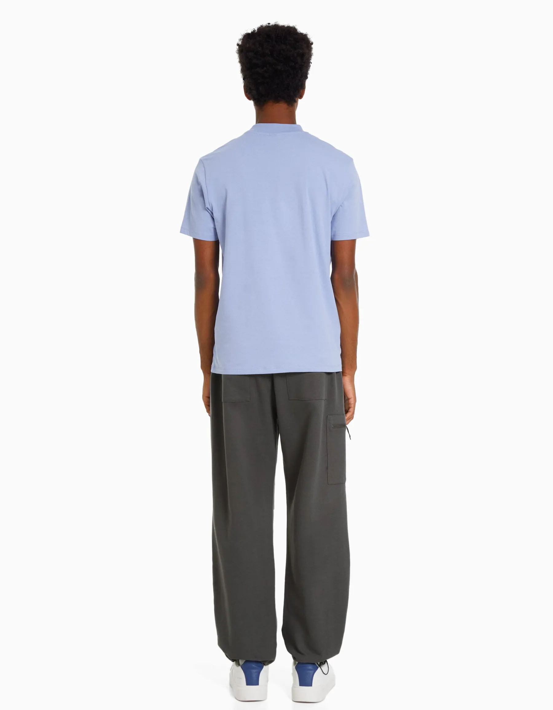 BERSHKA Pantalon parachute molleton poche fermeture Éclair Kaki Flash Sale