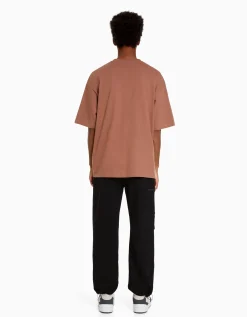 BERSHKA Pantalon parachute molleton poche fermeture Éclair Kaki Best Sale