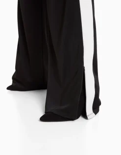 BERSHKA Pantalon straight bande latérale Noir Outlet