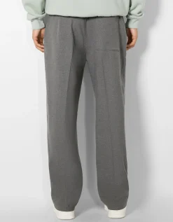 BERSHKA Pantalon tailleur semi-jogger wide Noir New