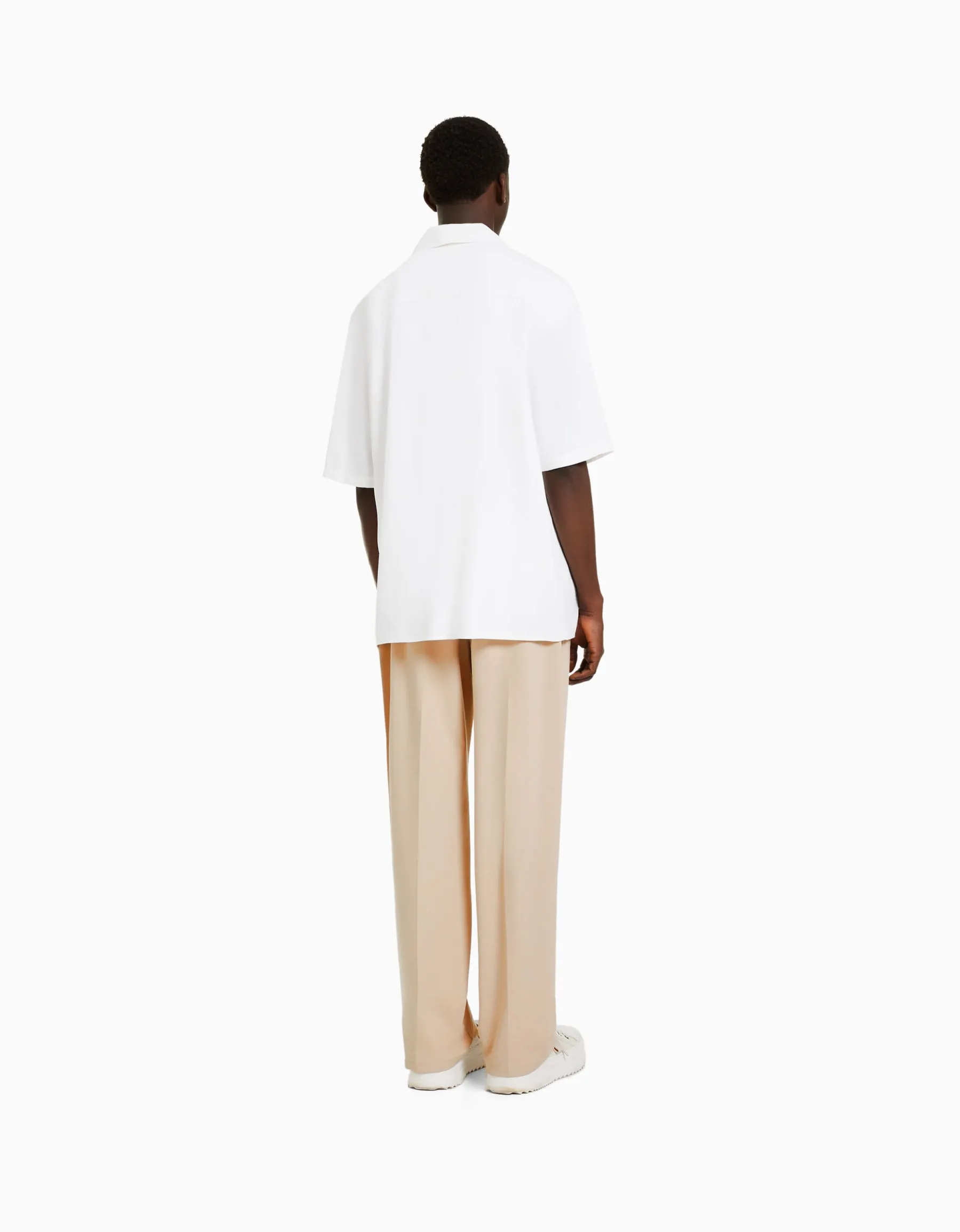 BERSHKA Pantalon tailleur semi-jogger wide Noir Cheap