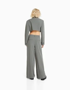 BERSHKA Pantalon tailoring Gris Outlet