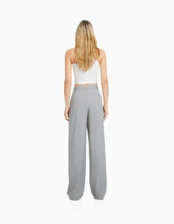 BERSHKA Pantalon tailoring dad fit Camel Store