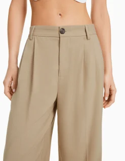 BERSHKA Pantalon tailoring dad fit Camel Cheap