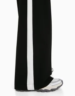 BERSHKA Pantalon tailoring wide leg bande latérale Noir New