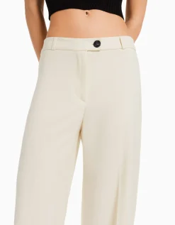 BERSHKA Pantalon tailoring wide leg passants Marine Online