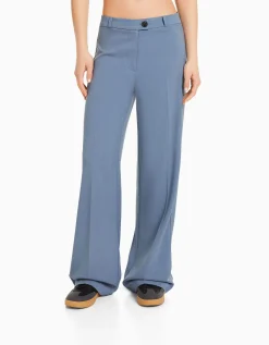 BERSHKA Pantalon tailoring wide leg passants Marine Outlet