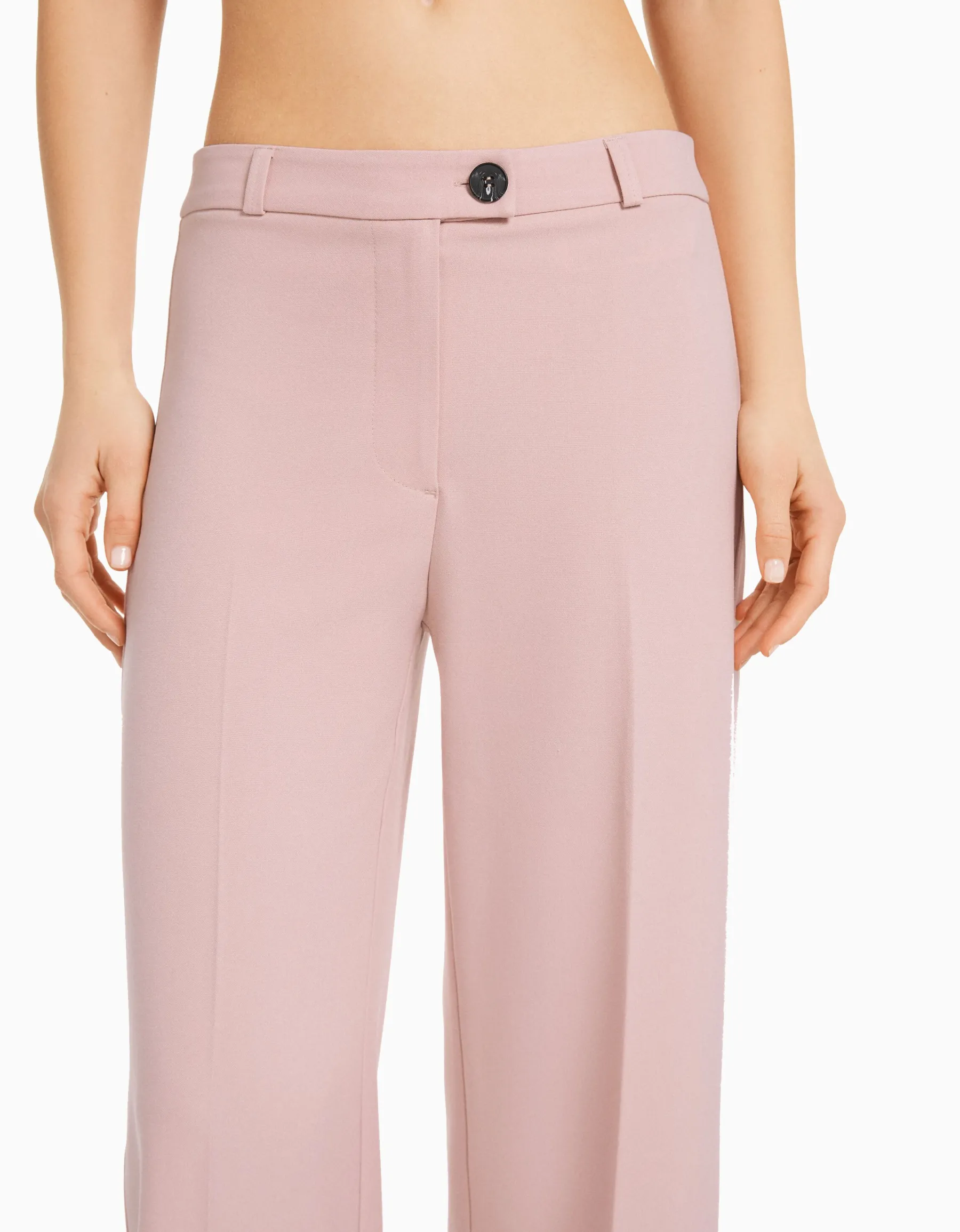 BERSHKA Pantalon tailoring wide leg passants Marine Online