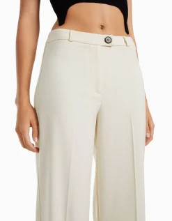 BERSHKA Pantalon tailoring wide leg passants Marine Cheap