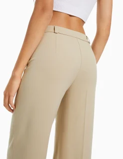BERSHKA Pantalon tailoring wide leg passants Marine Store