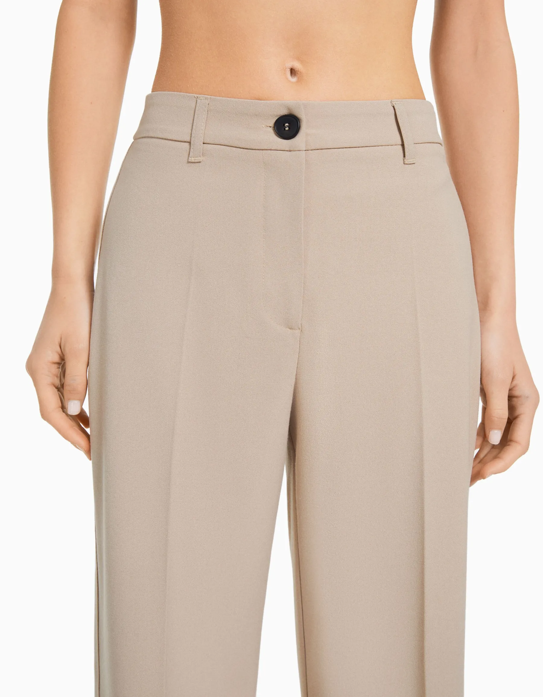 BERSHKA Pantalon wide leg passants Gris Outlet