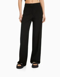 BERSHKA Pantalon wide leg passants Gris Store