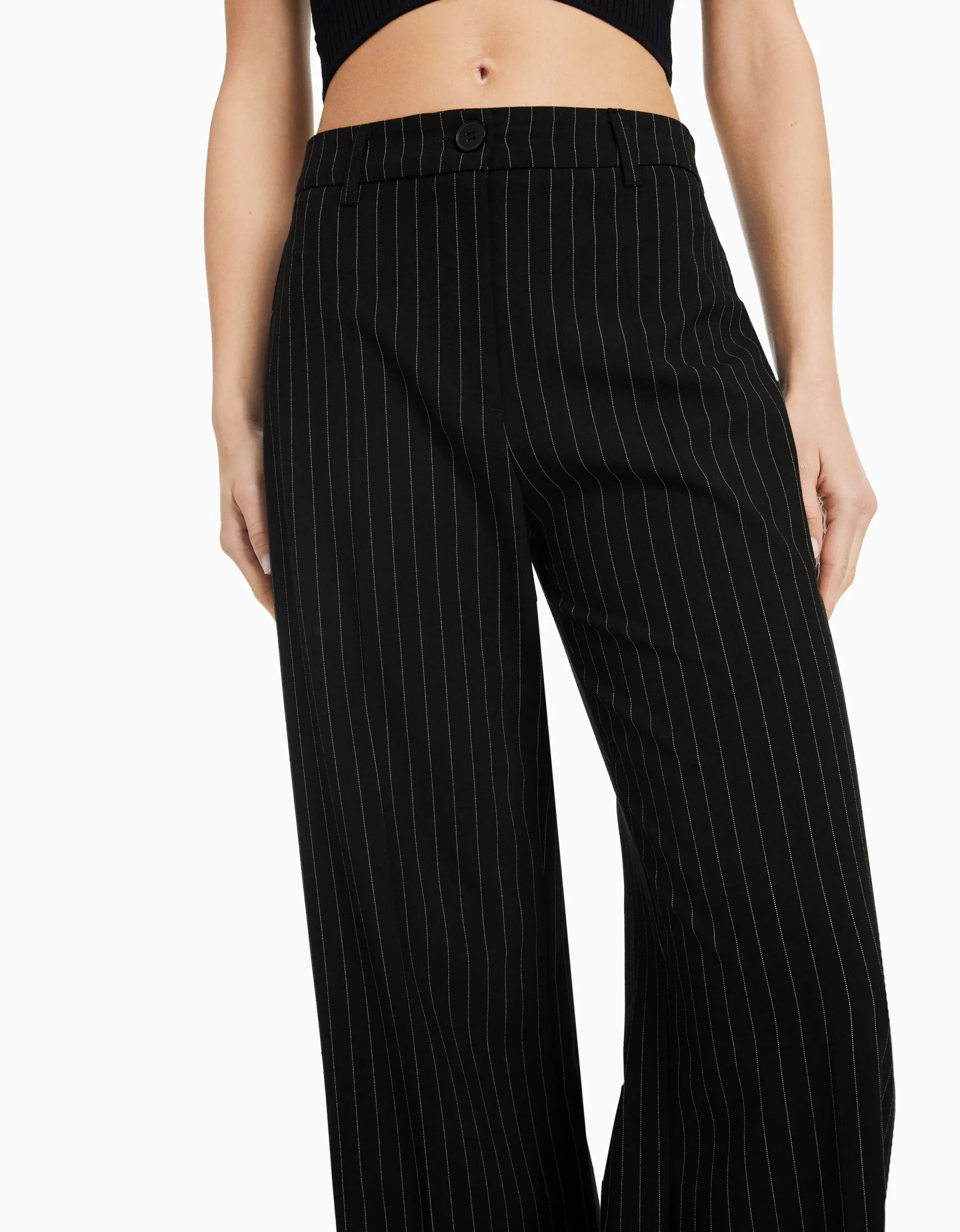 BERSHKA Pantalon wide leg passants Gris Store