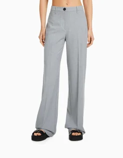 BERSHKA Pantalon wide leg passants Gris Cheap